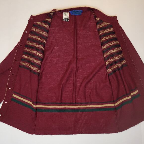 Vintage Cardigan Womens Extra Small Saks Fifth Avenue Wool Blend Burgundy France - Picture 4 of 13